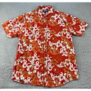 Dungeons & Dragons Shirt Mens Large Red Hawaiian Floral D&D Dragon Short Sleeve